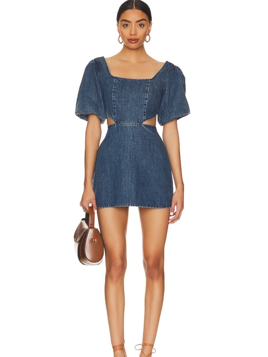 Show Me Your MuMu Dresses & Skirts - Show Me Your MuMu Denim Blue Puff-Sleeve Mini Dress